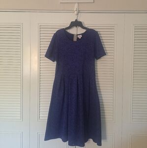 LuLaRoe Amelia Dress Blue And Black Floral Size XL